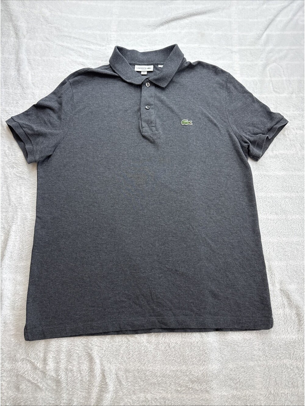 Lacoste Polo Shirt Mens XL Gray Slim Fit Crocodile Logo Cotton Knit